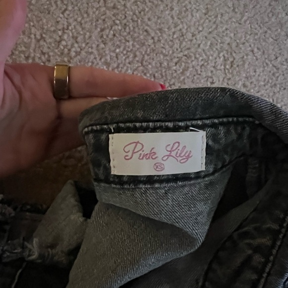 START LOOKING CHARCOAL CHAMBRAY LONG SLEEVE MINI DRESS - Picture 4 of 4